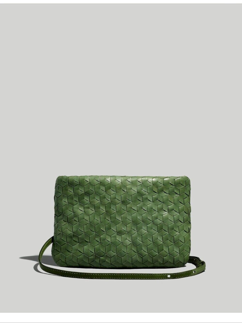 Madewell Puff Woven Leather Crossbody Bag in Green "Sweet Basil"
